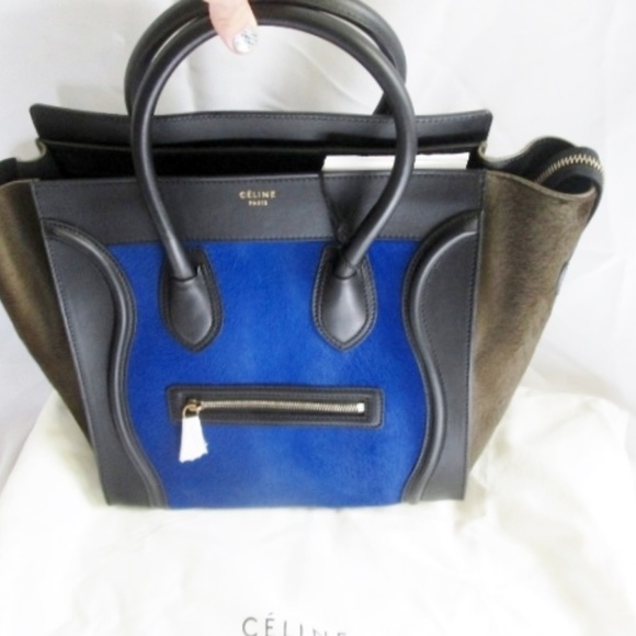 Celine Handbags - NEW NWT CELINE PARIS Leather Fur MINI Luggage Tote